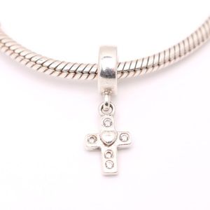PANDORA Sterling Silver Cross with Clear CZ Dangle